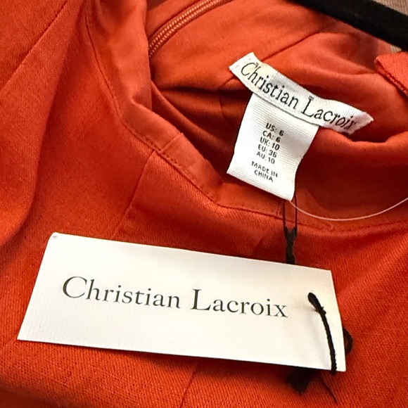 ✨NWT Christian Lacroix Vibrant Orange Linen Midi Dress | Sleeveless | Size 6 ✨ - Picture 7 of 10